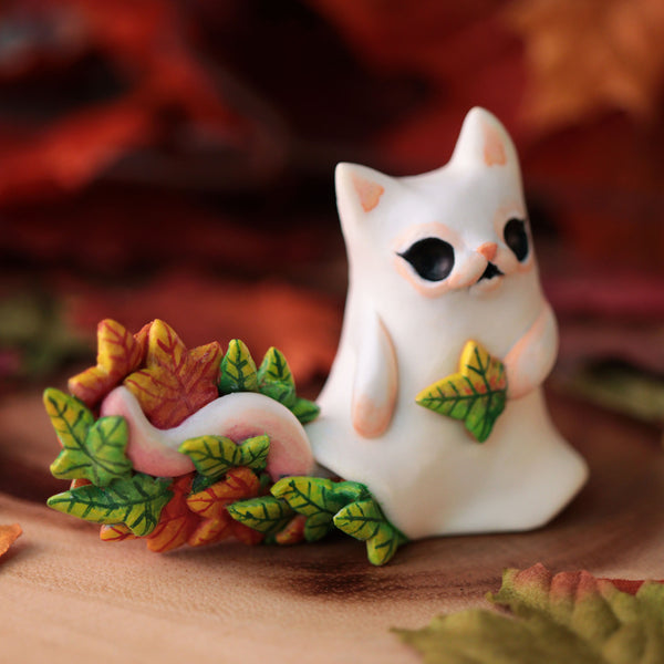 Autumn Leaves Kitty Ghost Figurine - Standing