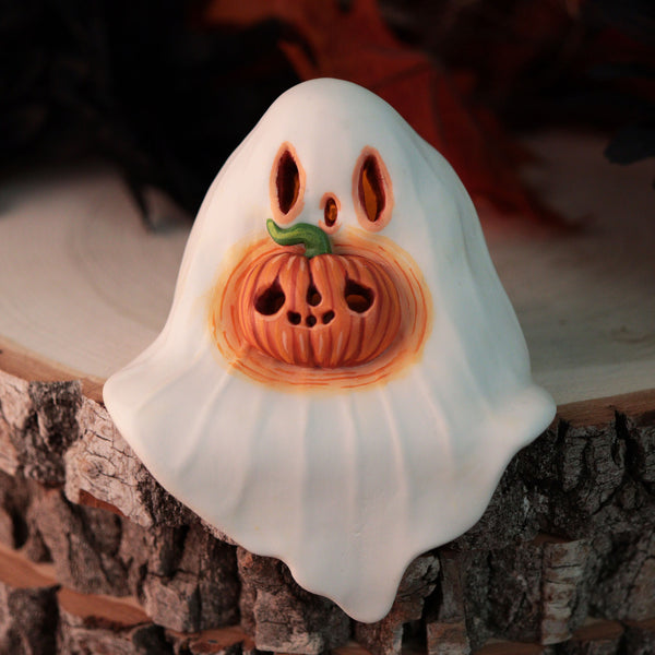 Classic Shelf Ghost with Pumpkin