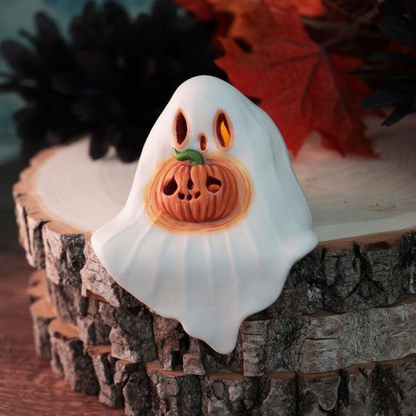 Classic Shelf Ghost with Pumpkin