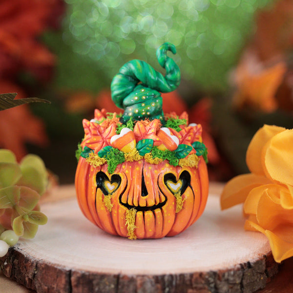 Candy Hearts Pumpkin Figurine
