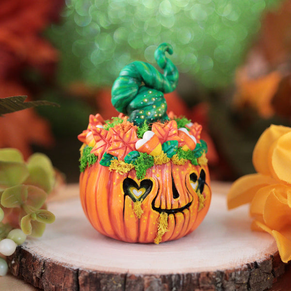 Candy Hearts Pumpkin Figurine