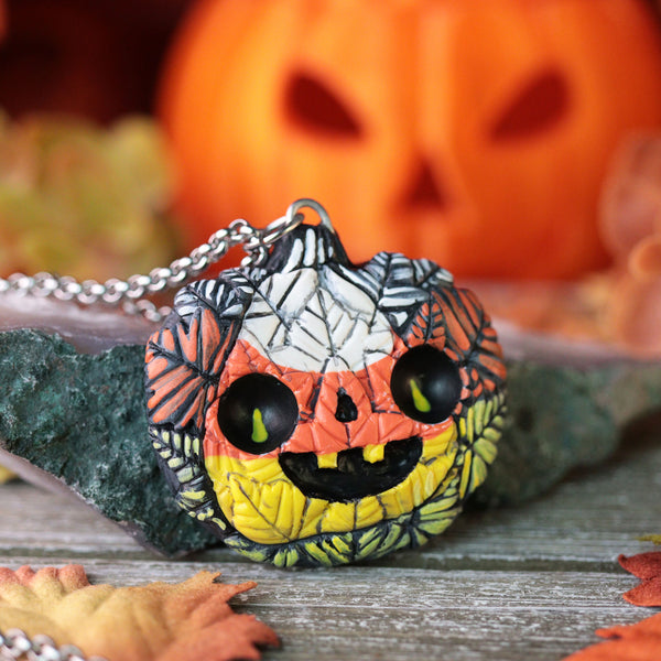 Candycorn Leaf Monster Jack Necklace