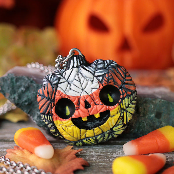 Candycorn Leaf Monster Jack Necklace