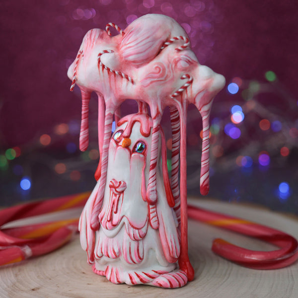 Candy Cane Rain Snowman Figurine