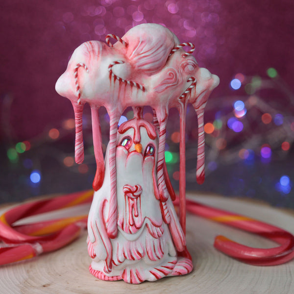 Candy Cane Rain Snowman Figurine