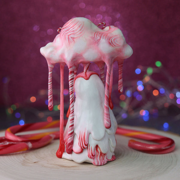 Candy Cane Rain Snowman Figurine