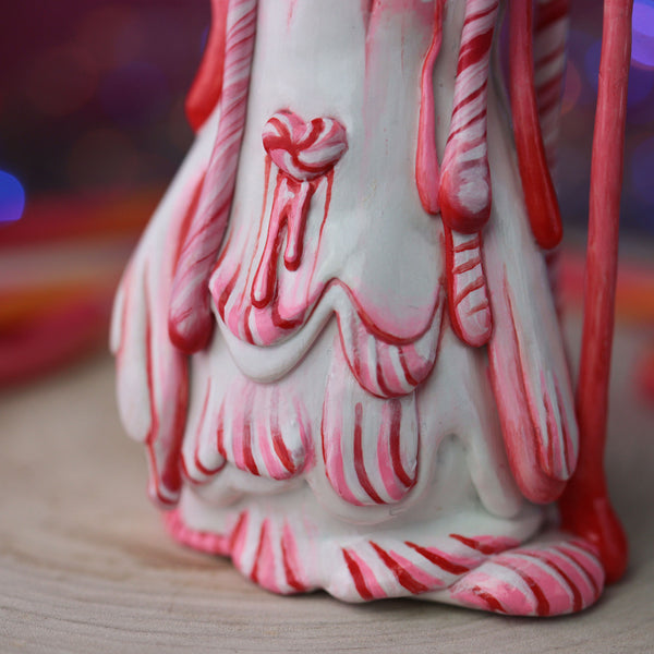 Candy Cane Rain Snowman Figurine
