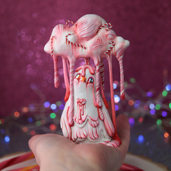 Candy Cane Rain Snowman Figurine