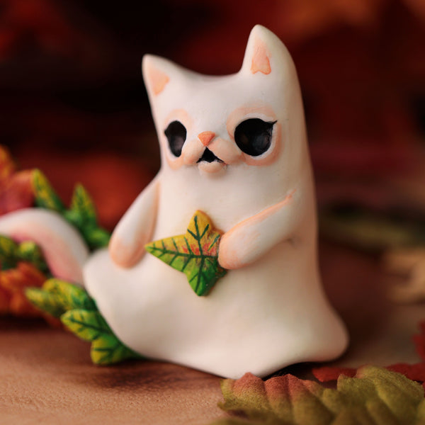 Autumn Leaves Kitty Ghost Figurine - Standing