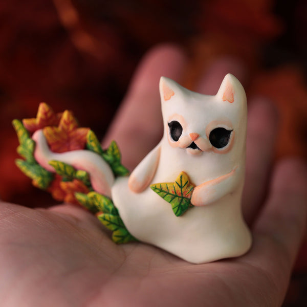 Autumn Leaves Kitty Ghost Figurine - Standing