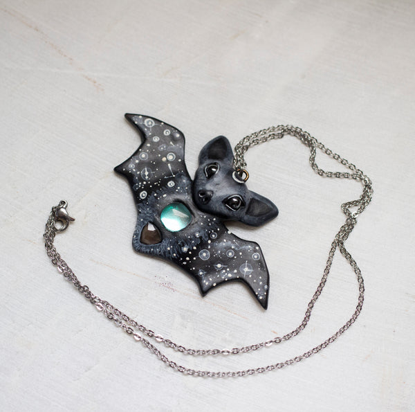 Aura Quartz Bat Necklace