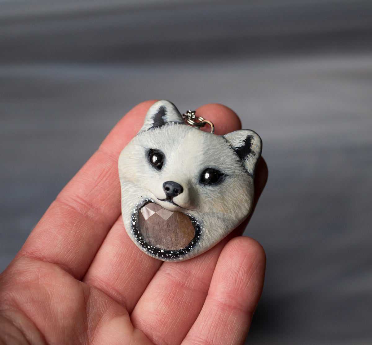 White Fox Necklace in Polymer Clay – The Folky Fox