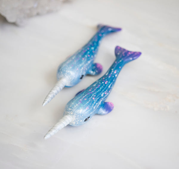 Galaxy Surfing Narwhal Figurine