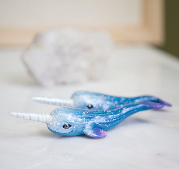 Galaxy Surfing Narwhal Figurine