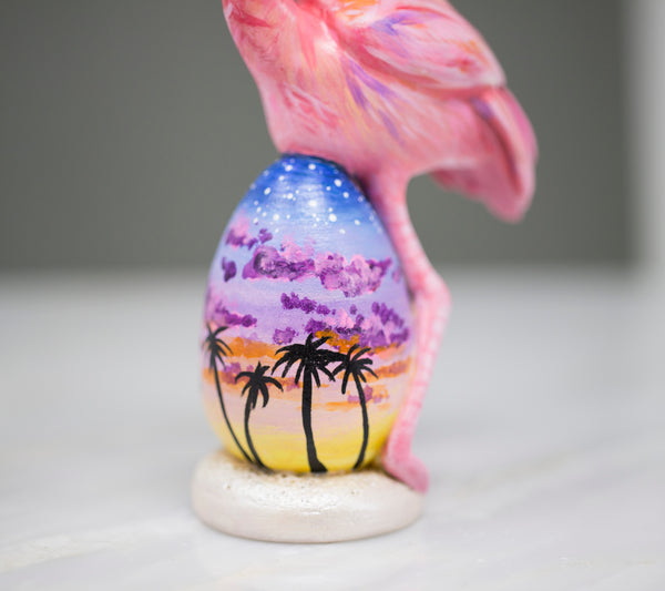 Flamingo Sunset Egg Figurine