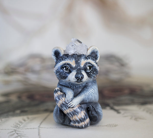 Crystal Raccoon Figurine