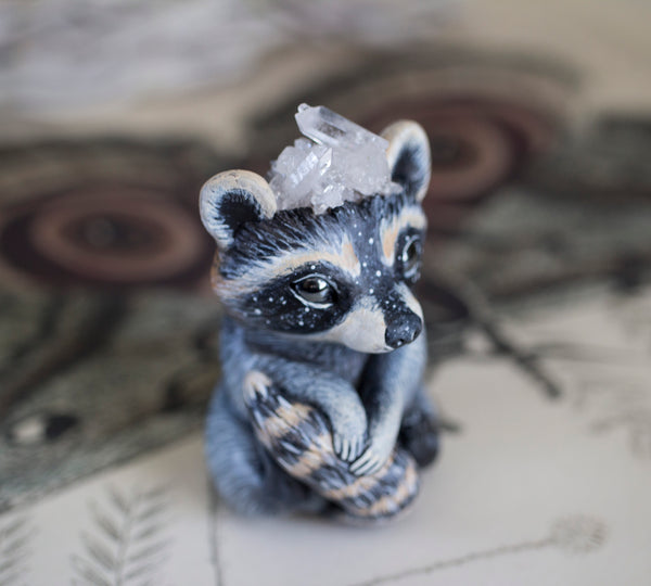 Crystal Raccoon Figurine