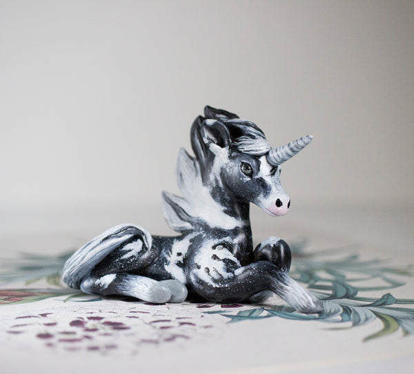 Black and White Unicorn Figurine