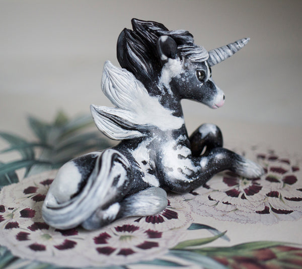 Black and White Unicorn Figurine