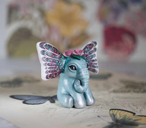 Dusty Rose Butterfant Figurine