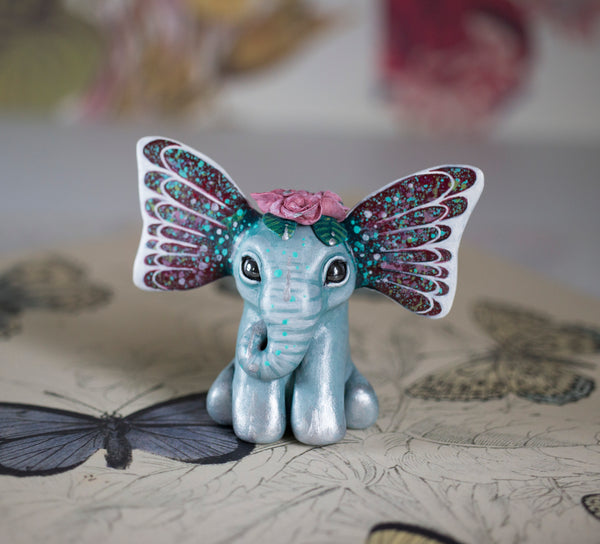 Dusty Rose Butterfant Figurine