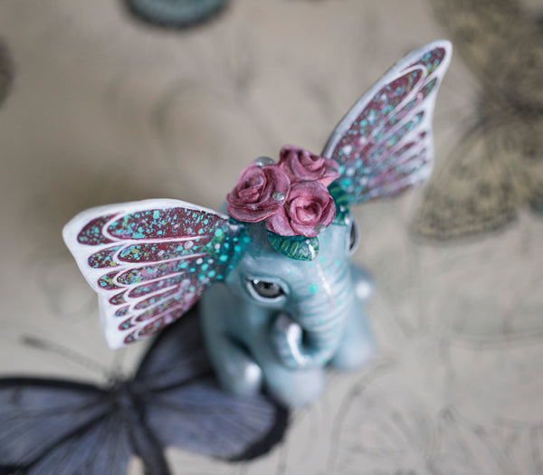 Dusty Rose Butterfant Figurine