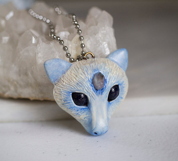 Blue Crystal Bat Necklace