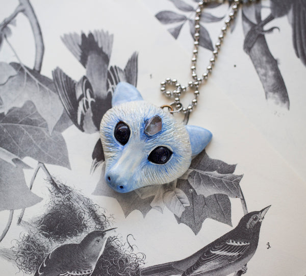 Blue Crystal Bat Necklace