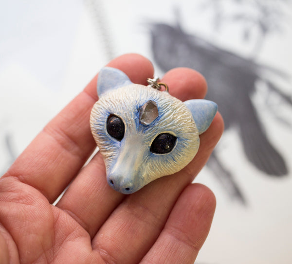 Blue Crystal Bat Necklace