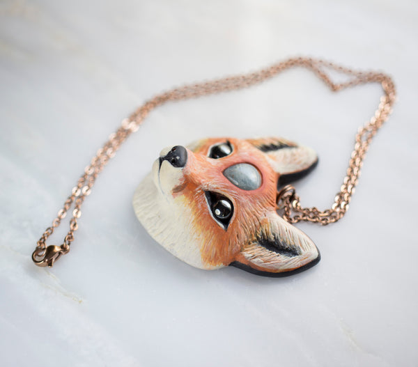 Aquamarine Fox Necklace