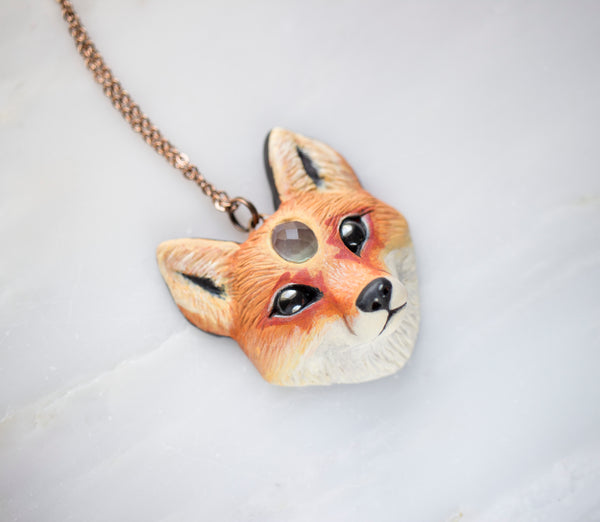 Flourite Fox Necklace