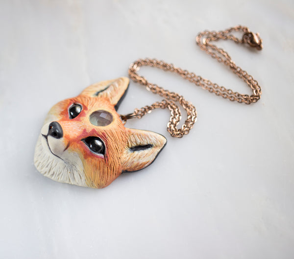 Flourite Fox Necklace