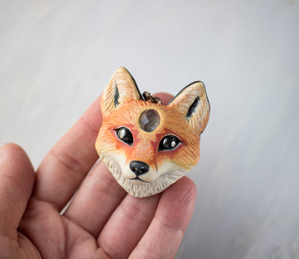 Flourite Fox Necklace