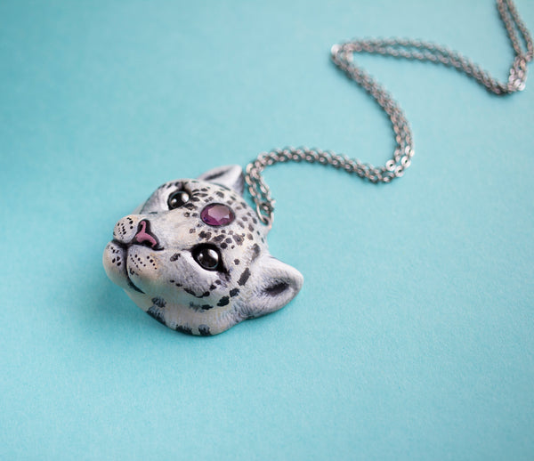 Amethyst Snow Leopard Necklace