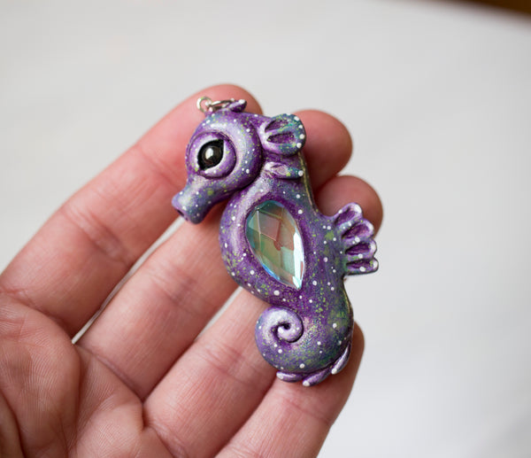 Aura Quartz Seahorse Necklace
