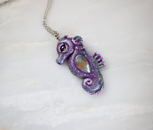 Aura Quartz Seahorse Necklace