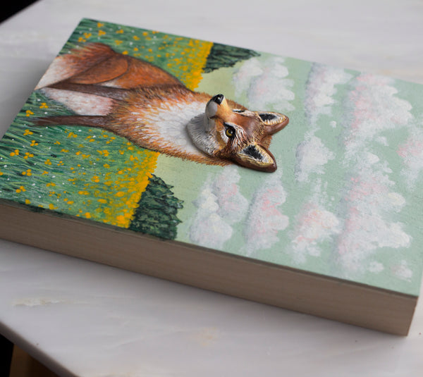 Fox in a field painting