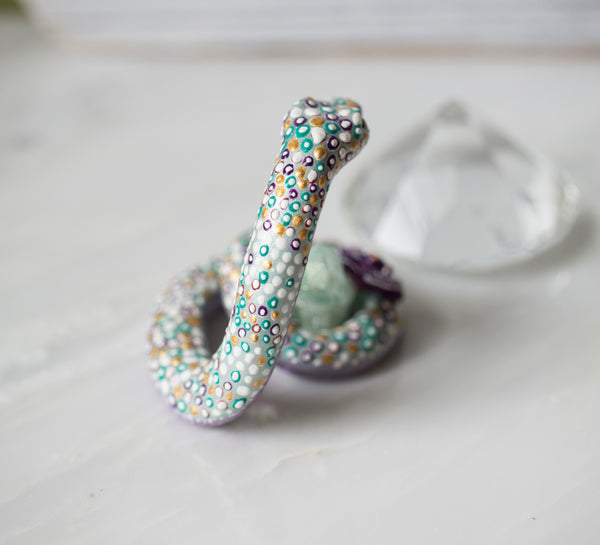 Crystal Orchid Snake figurine