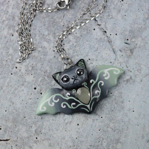 Aquamarine Bat Necklace