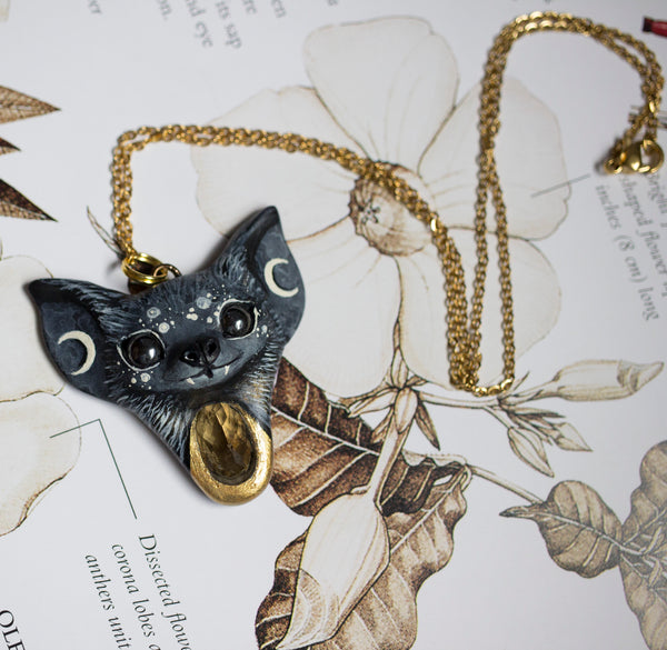 Citrine Bat Necklace