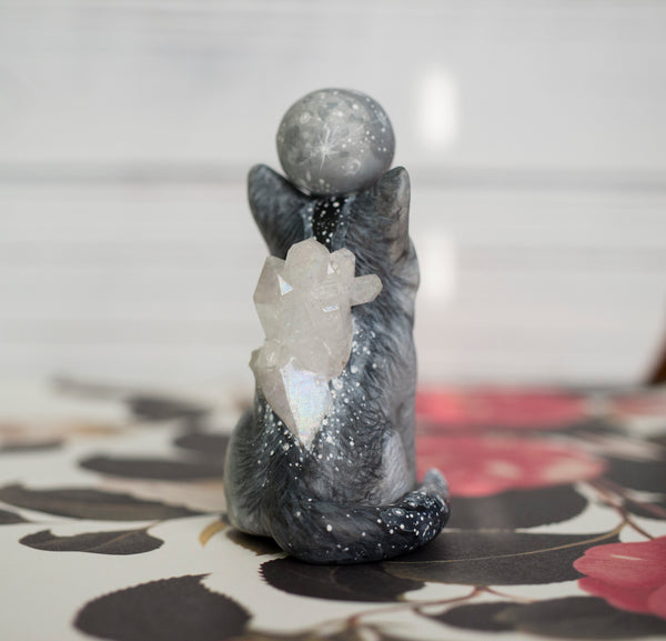 Crystal Moon White Wolf Figurine
