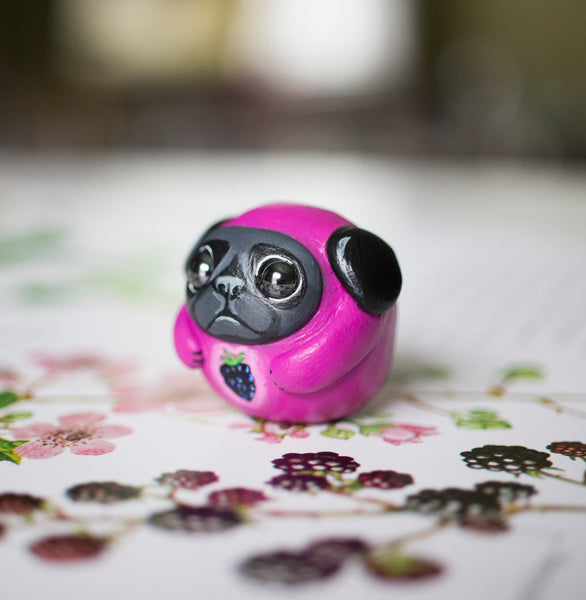 Blackberry Pug Bubble Figurine