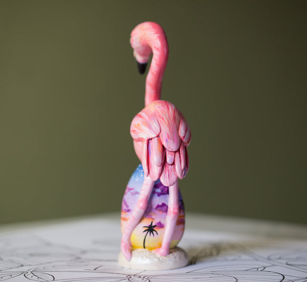 Flamingo Sunset Egg Figurine