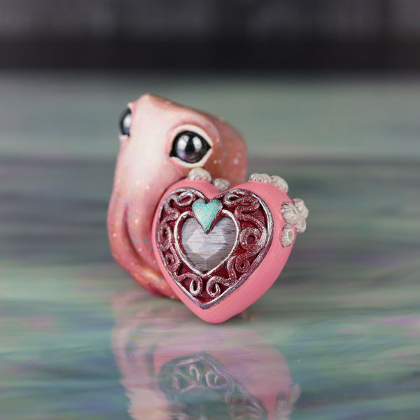 Grey Moonstone Valentine Octopus Figurine