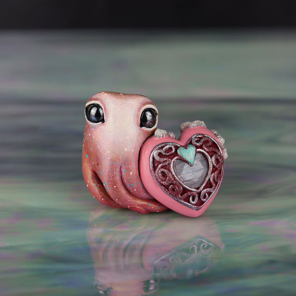 Grey Moonstone Valentine Octopus Figurine