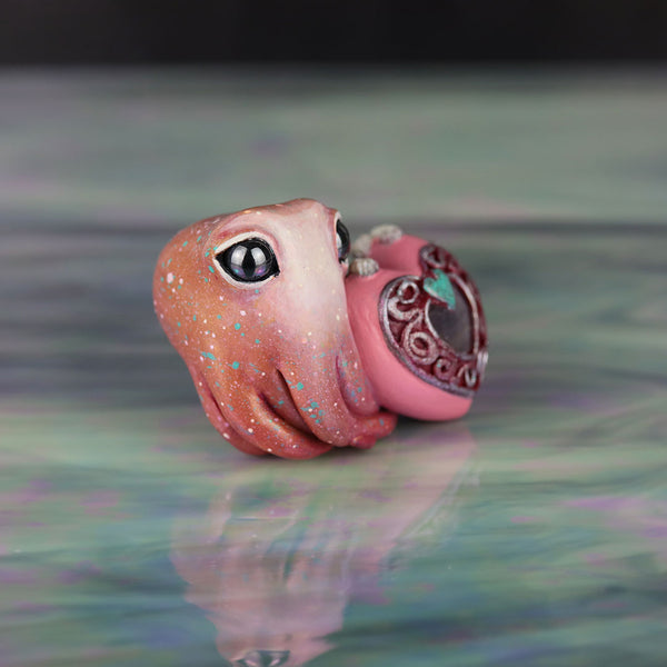 Grey Moonstone Valentine Octopus Figurine