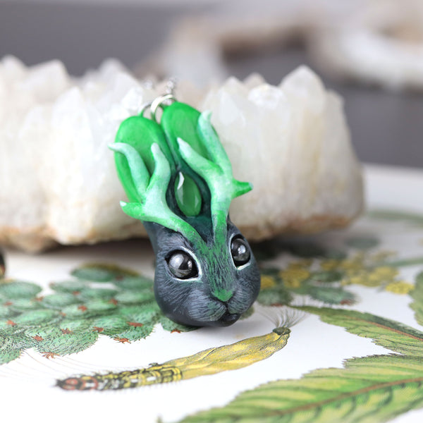 Green Jackalope Necklace