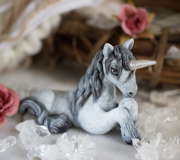 Grey Unicorn Figurine