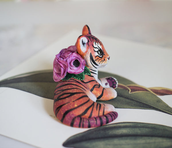 Floral Tiger Figurine