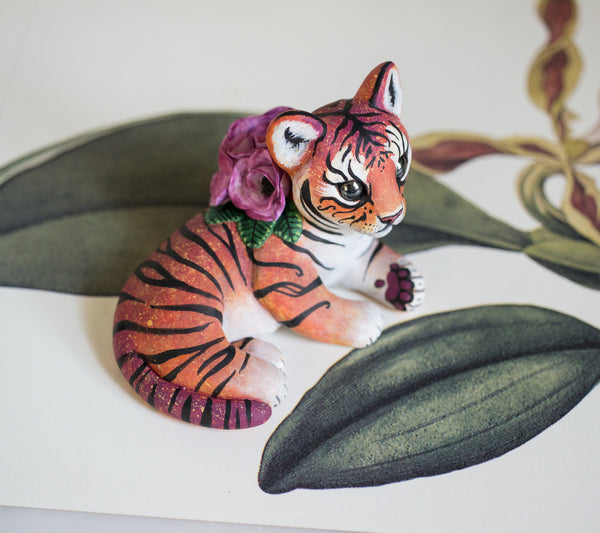 Floral Tiger Figurine